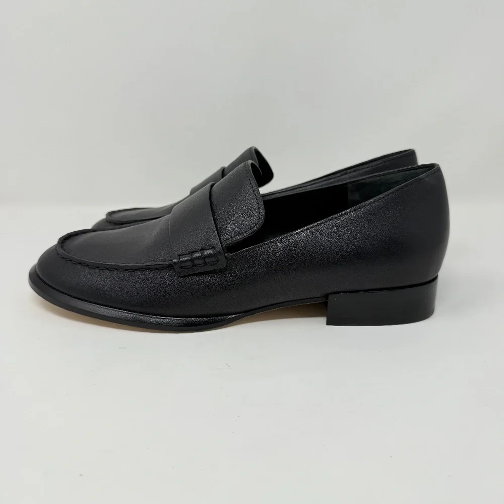 New Vince Nelli Leather Loafer Black Leather Sz 8 - Picture 7 of 14